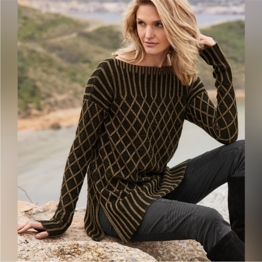 NWT Peruvian Connection Women's Cabled Trellis Tunic, Size M
